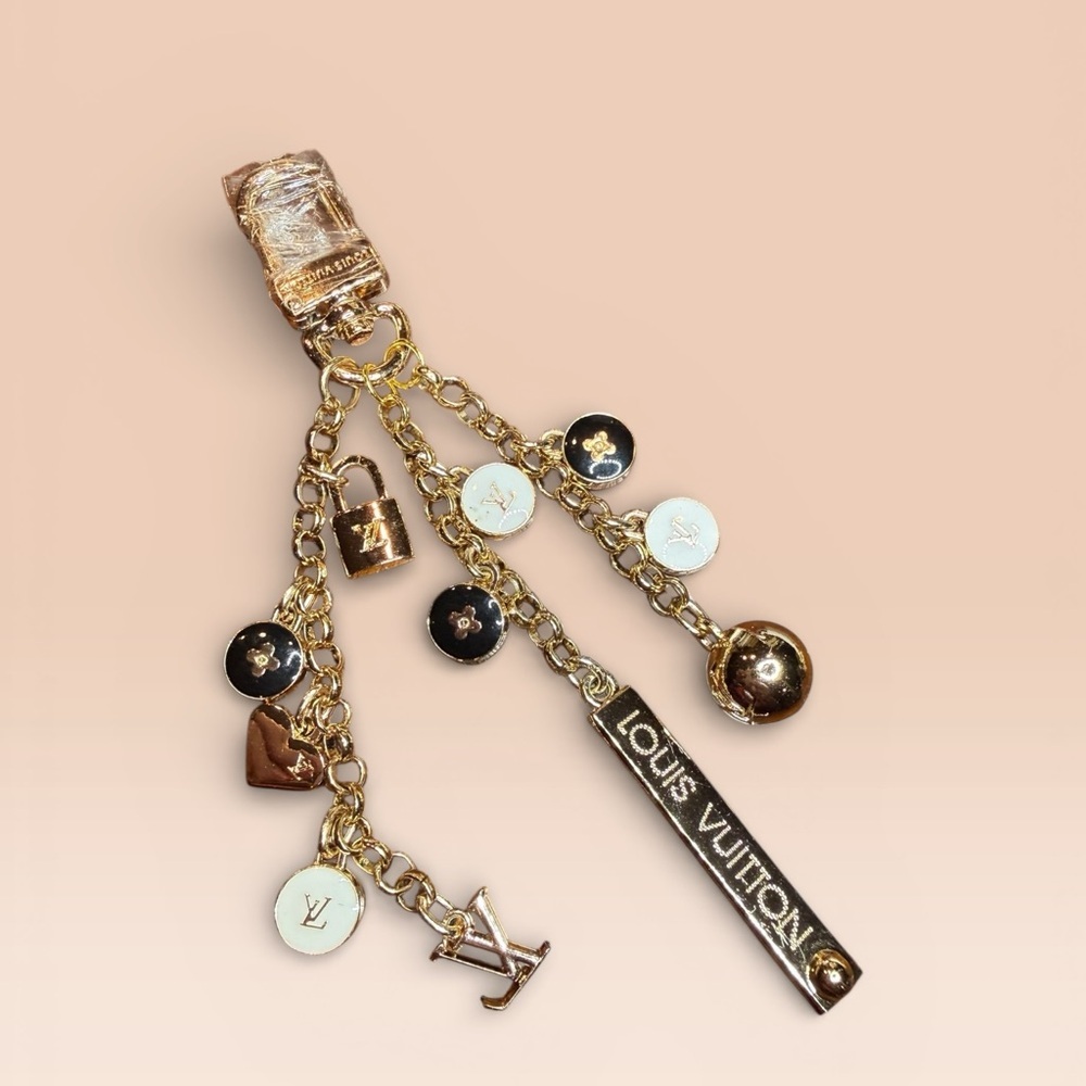 Upcycled Louis Vuitton Gold and Black Charm Key Holder